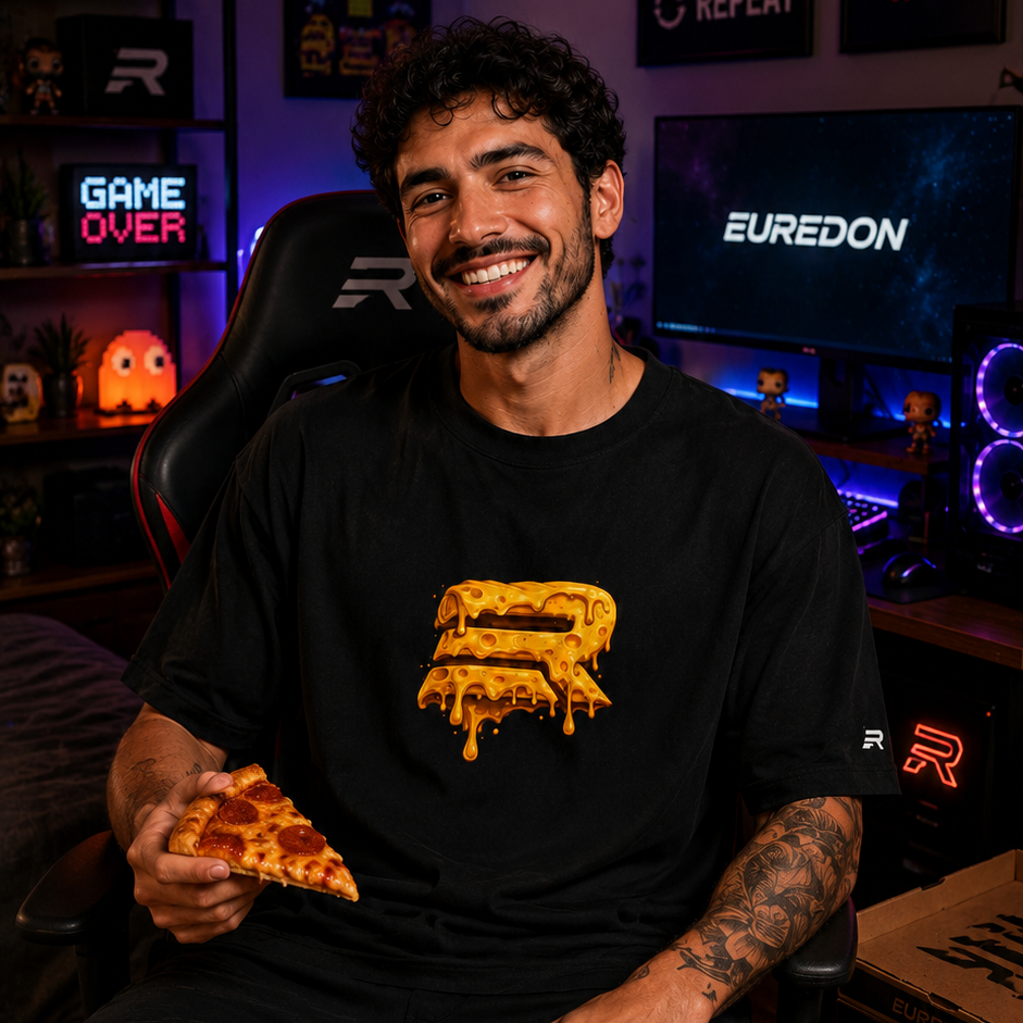 Camiseta Oversized Pizza Slice Gamer - Euredon