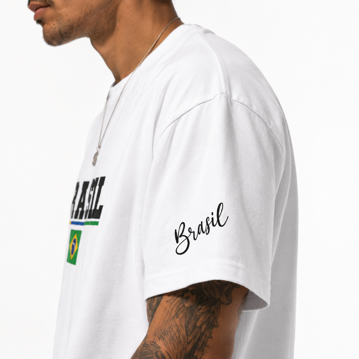 Camisa Seleção Branca Oversized - Personalizada com Nome e Número