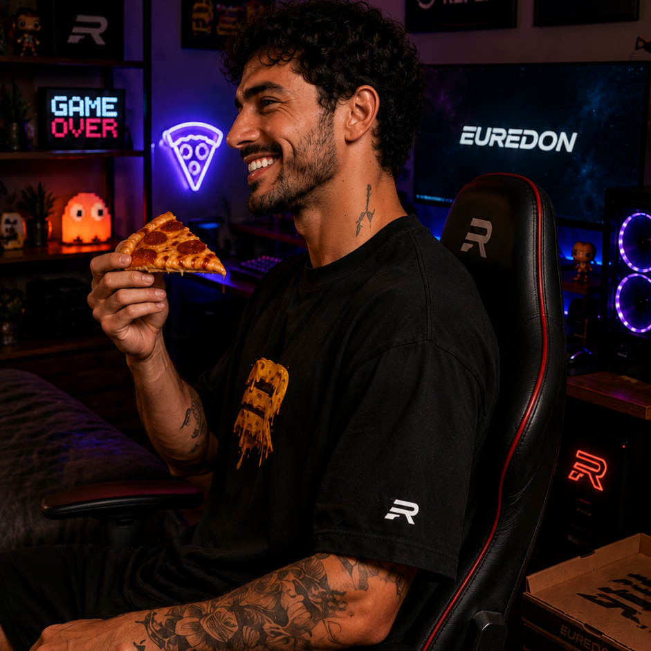 Camiseta Oversized Pizza Slice Gamer - Euredon