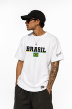 Camisa Seleção Branca Oversized - Personalizada com Nome e Número