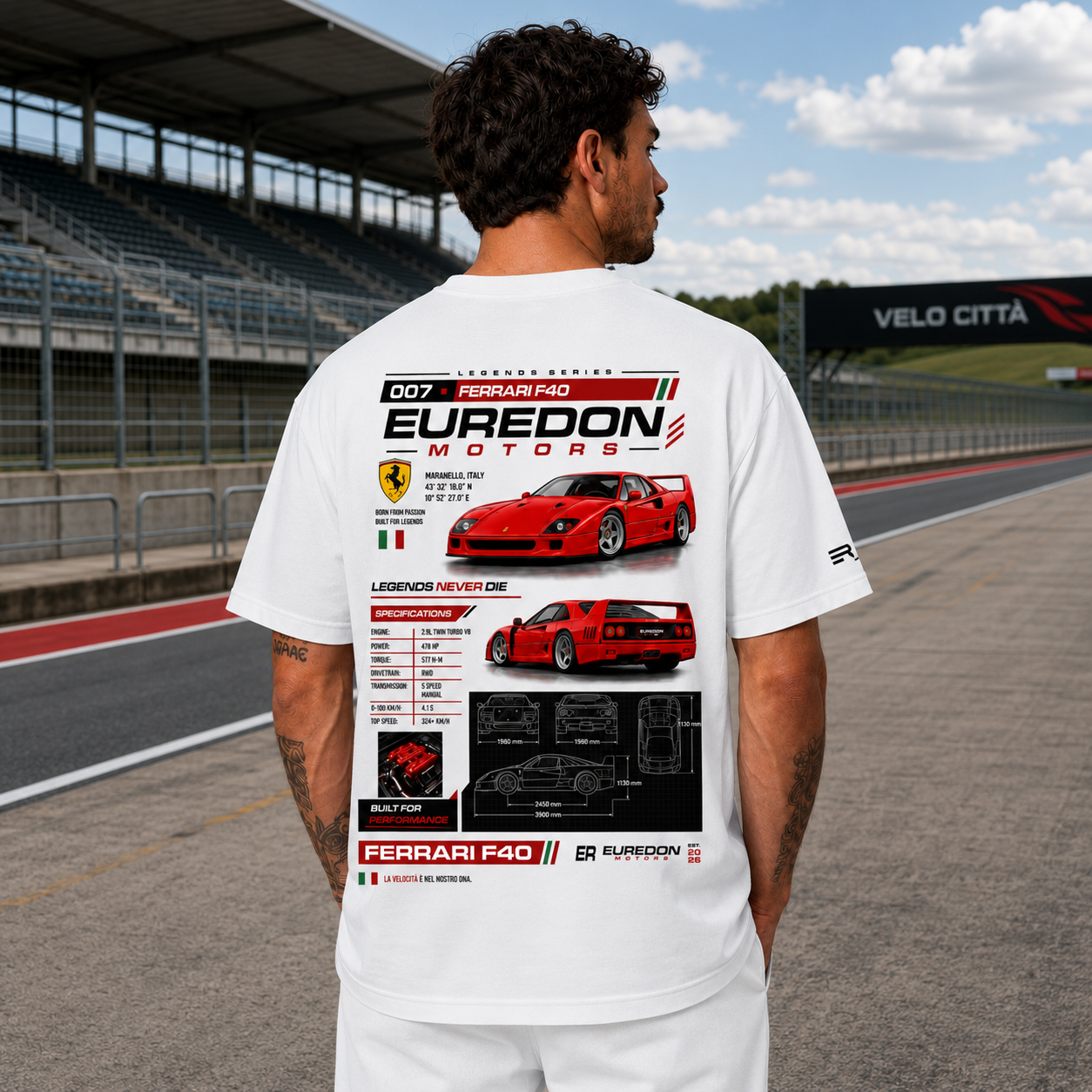 Camiseta Oversized Ferrari F40 - Euredon Motors