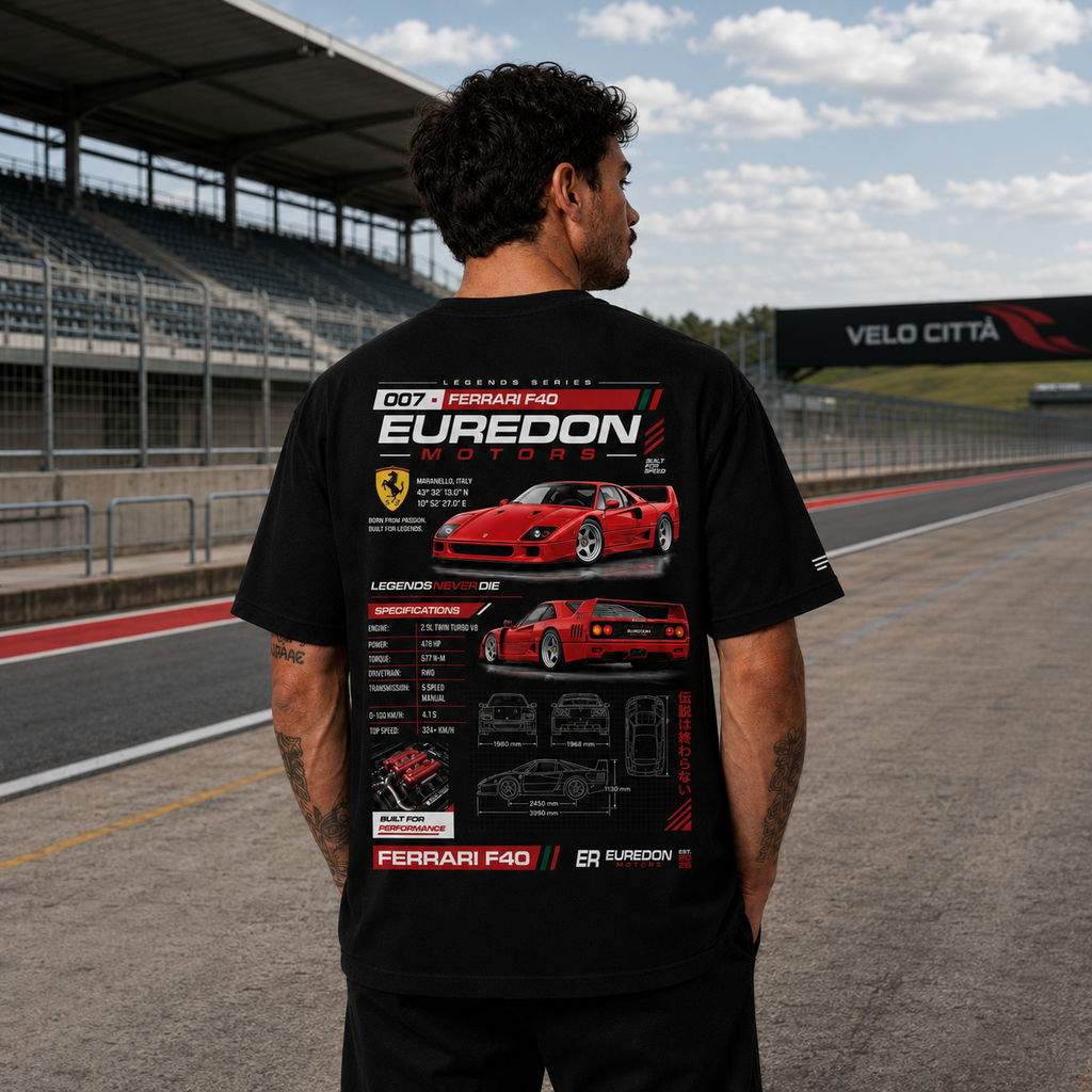 Camiseta Oversized Ferrari F40 - Euredon Motors