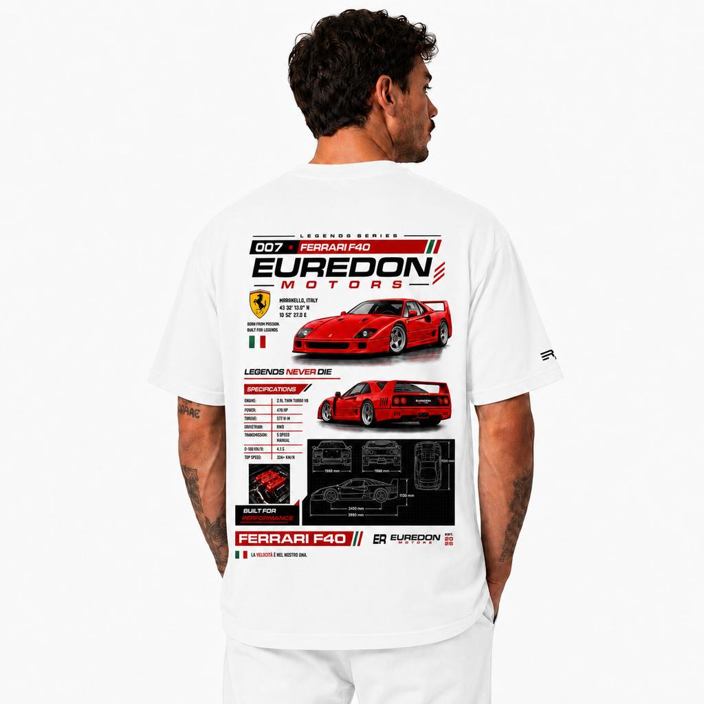 Camiseta Oversized Ferrari F40 - Euredon Motors