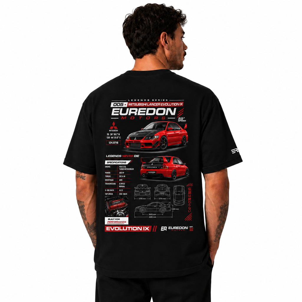 Camiseta Oversized Mitsubishi Lancer Evolution IX - Euredon Motors