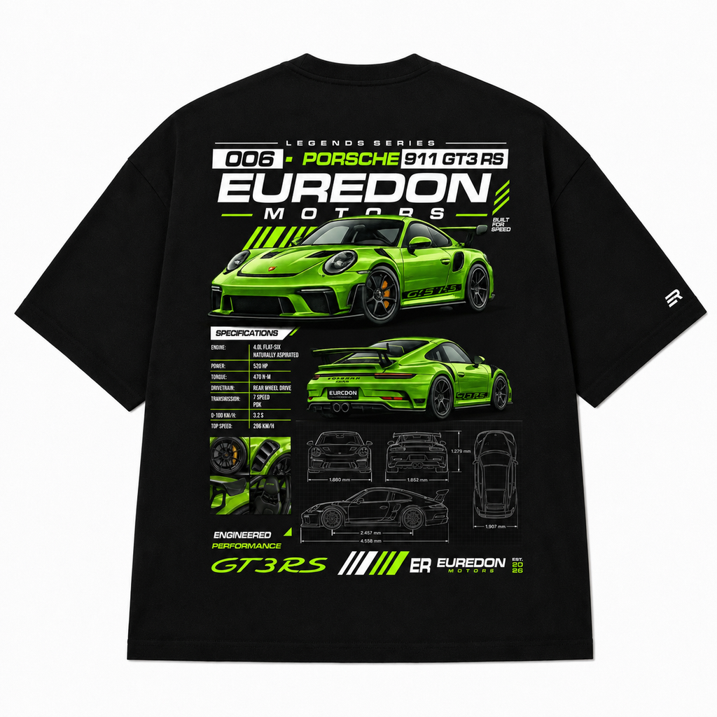 Camiseta Oversized Porsche 911 GT3 RS - Euredon Motors