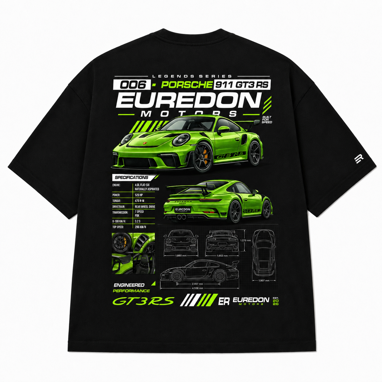 Camiseta Oversized Porsche 911 GT3 RS - Euredon Motors
