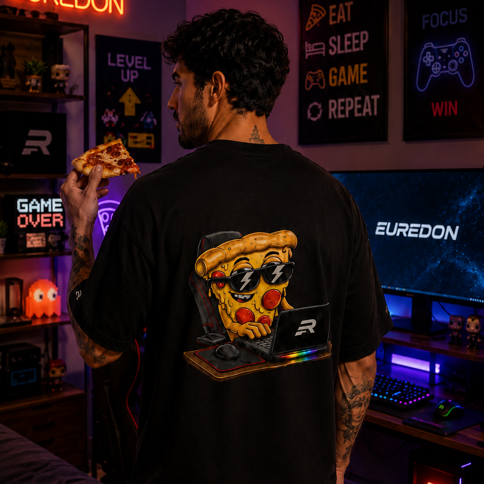 Camiseta Oversized Pizza Slice Gamer - Euredon