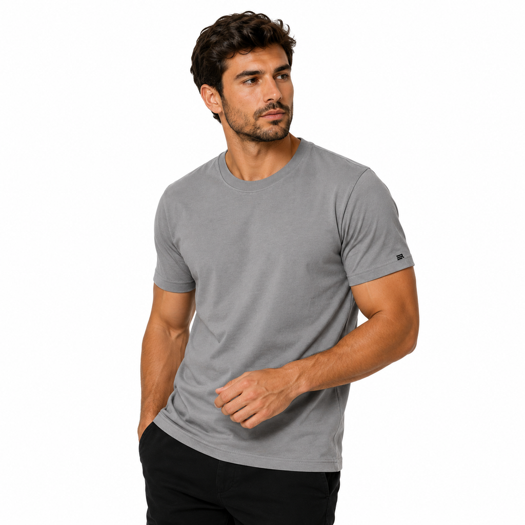 Camisa Básica Cinza Lisa - Euredon