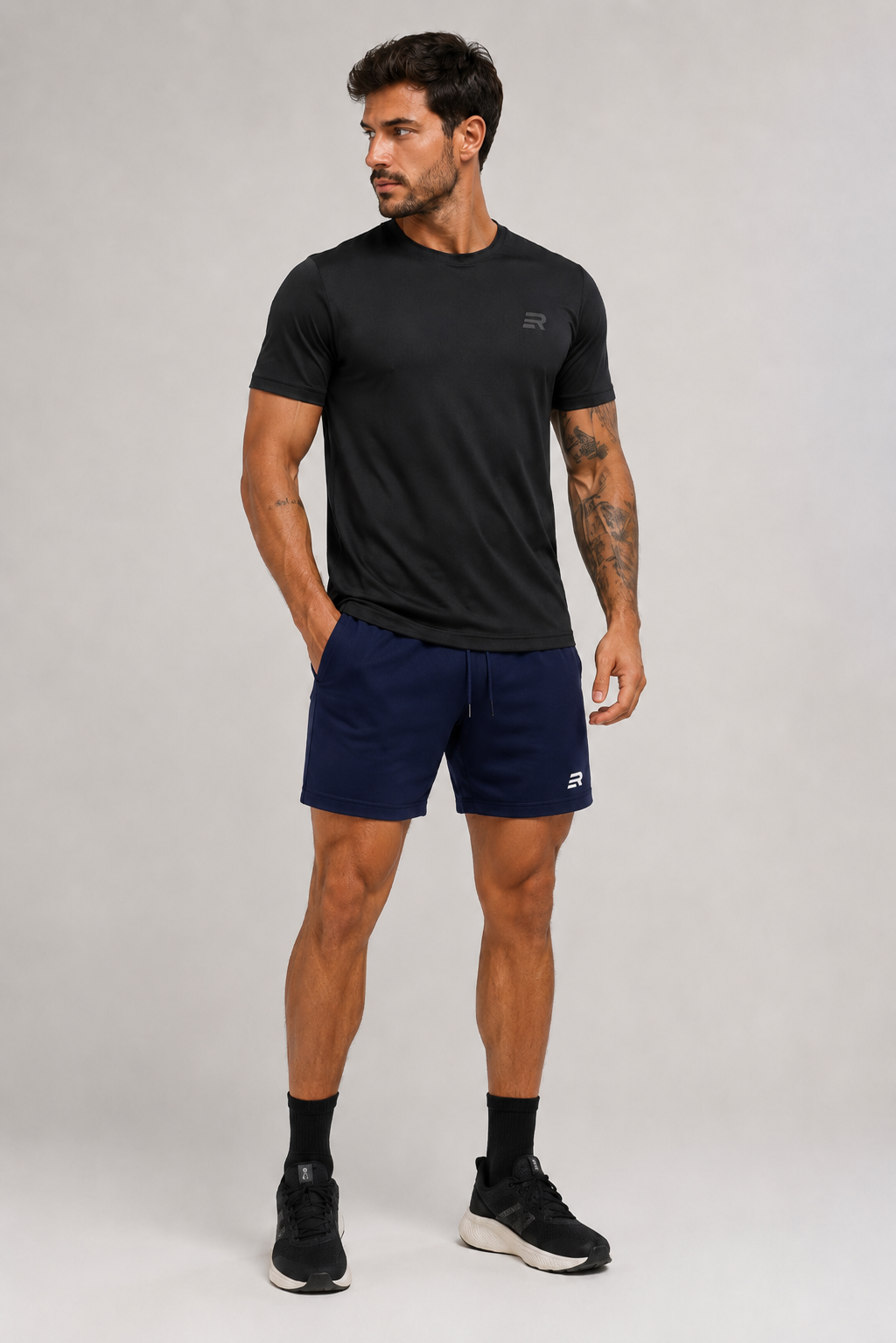 Short Esportivo Dry Fit Azul Marinho 2 em 1 - Euredon