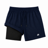 Short Esportivo Dry Fit Azul Marinho 2 em 1 - Euredon
