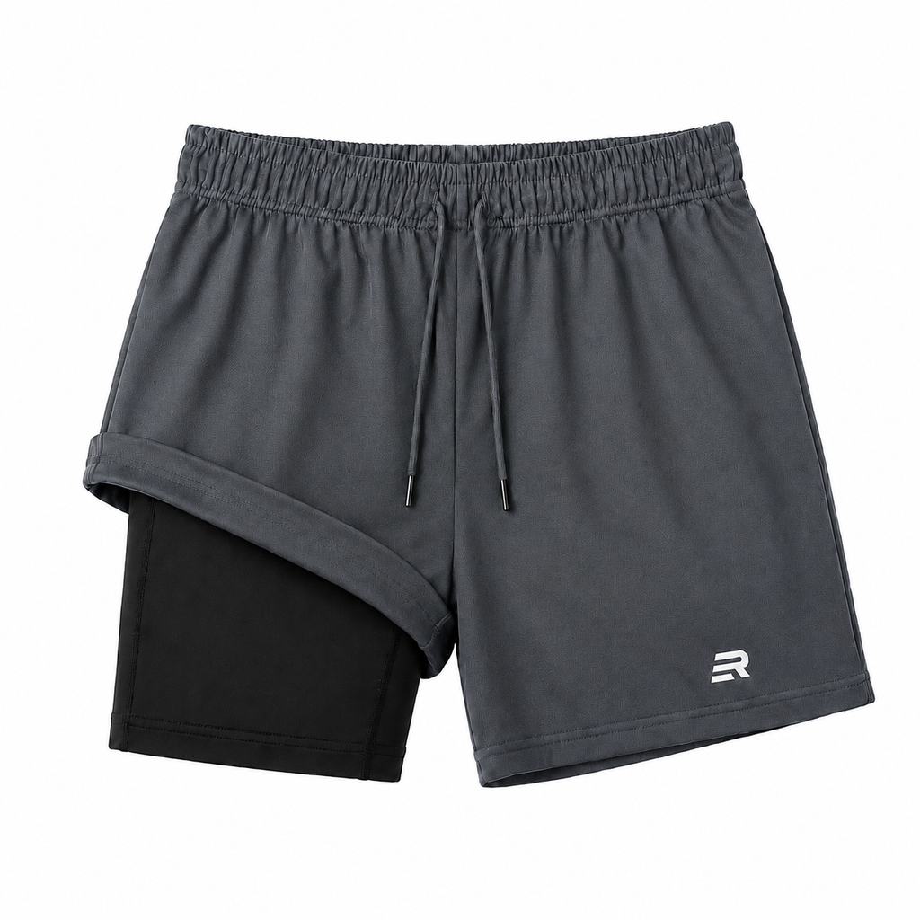Short Esportivo Dry Fit Cinza 2 em 1 - Euredon